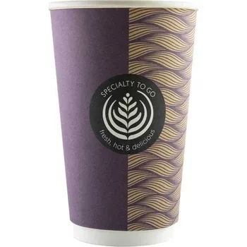 Jednorázové nádobí kelímek papírový 400 ml, double wall - bílý - tisk ,,Coffee to go (20 ks/balení)