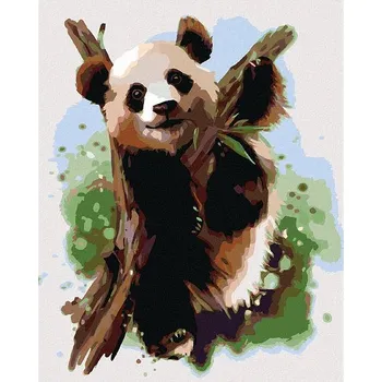 Malování podle čísel - Panda na větvi, 40x50 cm, bez rámu a bez vypnutí plátna
