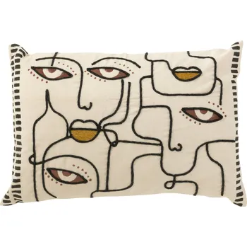 Polštář Bílý bavlněný polštář J-line Tova 68 x 40 cm