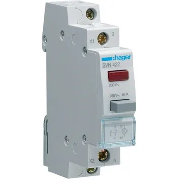 Jistič SVN422 Tlačítko 1R 16A s kontrolkou červenou 230V, Hager