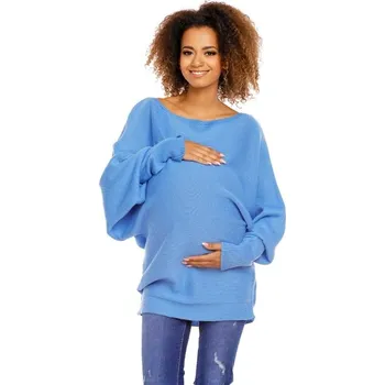 Těhotenský svetr Bemaamaa Svetřík, kimono LORA 2601 2025 Barvy: modrá