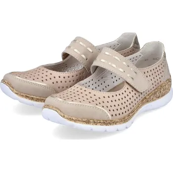 Dámské baleríny Dámské kožené baleríny N4257-60 Rieker béžové Barva: beige, Velikost: 38