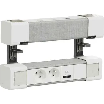 INS44402 Stolní modul L 4x zásuvka 250V/16A + 2x USB A+C, System+, Bílá/Šedá, Schneider