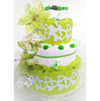 Veratex Textilní dort třípatrový žluto zelený