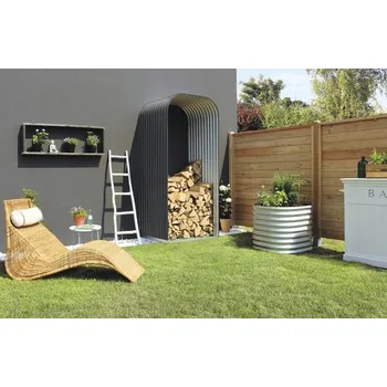 Dřevník Přístřešek na dřevo Vitavia Ardor 858 vysoký 99 x 86 x 223 cm plechový šedý