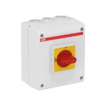 vypínač 1SCA022459R6600 OTP25BA4M Odpínač 4P z polykarbonátu krytu, IP65, rukojeť uzam. žl.-červ., ABB