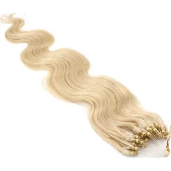 Příčesek 50cm vlasy pro metodu Micro Ring / Easy Loop 0,7g/pr. vlnité – nejsvětlejší blond