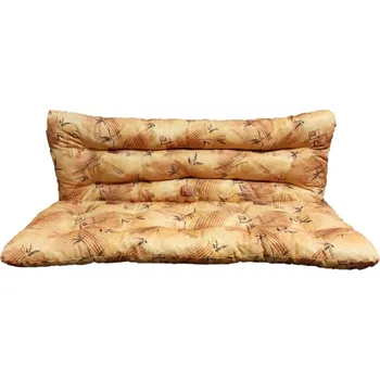 Zahradní nábytek Polstr a opěrka na zahradní houpačku - 140 cm - žlutooranžový dekor - 140 cm