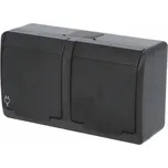 5322-09 GALATEA Zásuvka dvojnásobná s ochranným kolíkem 2x 2P+PE, IP44, černá, Famatel