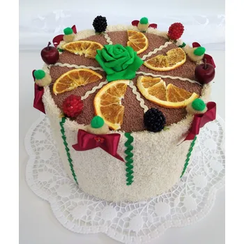 Sada ručníků a osušek Veratex Textilní dort JD - smetanovo/oříškový