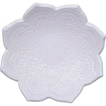 Svícen Pleva - Keramický svícen mandala bílý