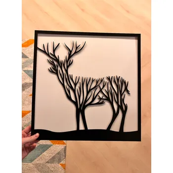 Vsepropejska Strom života srnec dekorace na zeď Rozměr (cm): 38 x 38, Dekor: Černá