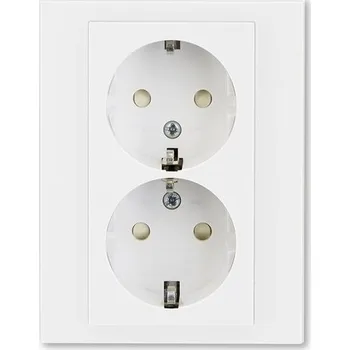 Elektrická zásuvka 5522H-C03457 03 Zásuvka dvoj. s ochr. kont. (podle DIN), s clonkami, bílá/bílá, ABB