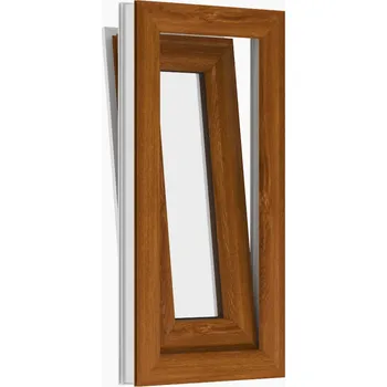 Okno plastové okno sklepní 40x100 cm, sklopné, zlatý dub/bílá, PREMIUM 7000 (Dvoubarevné okno - bílá do interiéru, zlatý dub směrem ven (obrázek je pouze ilustrativní z důvodu technického provedení).)