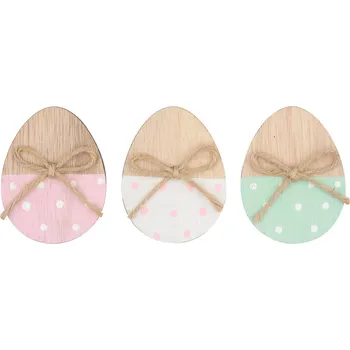 Velikonoční dekorace ANDĚL Vajíčko dřevěné 7 cm na kolíčku 3 ks pastelové barvy