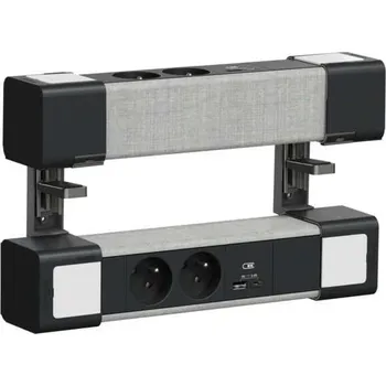 INS44403 Stolní modul L 4x zásuvka 250V/16A + 2x USB A+C, System+, Antracit/Šedá, Schneider