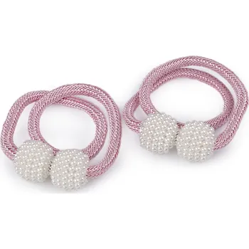 Dekorační úvaz / šňůra na závěsy s magnetem, barva 4 růžová nejsv.