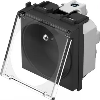 Elektrická zásuvka VM41BT-U Zásuvka CZ/FR+clonky+víčko 2P+E 16A 250V~ 2M BT - černá + průhledná, TEM