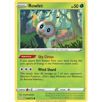 Karetní hra Rowlet 006/072 - Shining Fates Typ karty: Reverse Holo