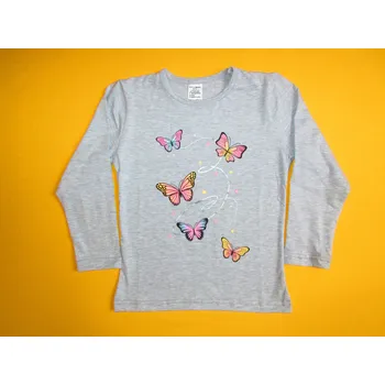 Arex, ČR Dívčí tričko s motýlky, dlouhý rukáv 1 - vel. 104 Barva: šedá, Velikost: 104