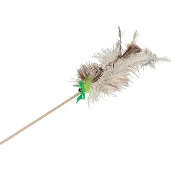 Hračka pro kočku O'lala Pets vábnička s pštrosím peřím a rolničkou MIX barev 70 cm