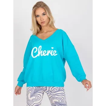 Dámská mikina Dámská mikina oversize s potiskem bavlněná BEATA modrobílá