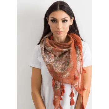 Dámský šátek s potiskem a střapci TRENT světle hnědý