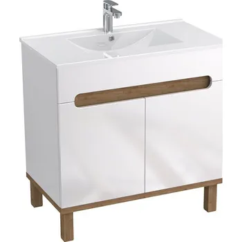 Koupelnový nábytek Ohio koupelnová skříňka včetně umyvadla, 815 x 821 x 470 mm, bílá, zlatý dub