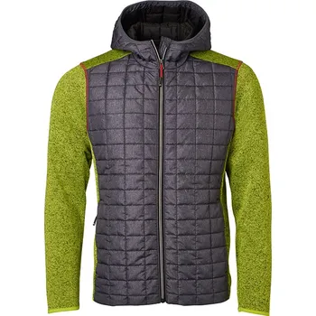 Pánská vesta Daiber Pánská bunda s kapucí Knitted Hybrid Jacket JN772 Barva: Kiwi melír - Antracitový melír, Velikost: XXL