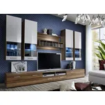 ImportWorld Obývací stěna Odilon, švestka/švestka a bílý lesk