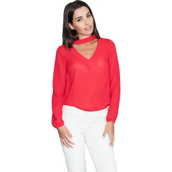 Dámská košile Dámská halenka M543 Červená - Figl 36/S