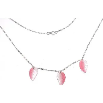 Náhrdelník Stříbrný náhrdelník růžové lístky (Stříbrný náhrdelník s růžovými lístečky)