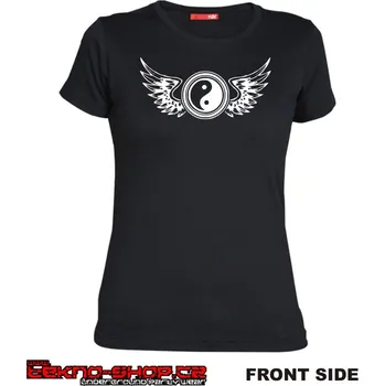 Dámské tričko TEKNOSHOP Wings Jin Jang tekno tričko s potiskem dámské M žluté