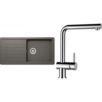 Granitový dřez Set Schock S3-8 (dřez Toledo D-100L Silverstone + baterie Epos Chrom)