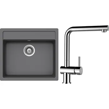 Granitový dřez Set Schock S21-10 (dřez Nemo N-100 Croma + baterie Epos Chrom)