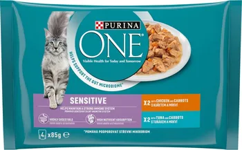 Krmivo pro kočku Purina One Multipack Sensitive minifiletky s kuřetem a tuňákem 4x 85 g