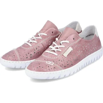 Dámské polobotky Dámské kožené polobotky M2305-31 Rieker růžové Barva: rot, Velikost: 39