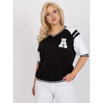 Dámská halenka Dámská halenka plus size s výstřihem do V ležérní EMILY černobílá