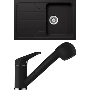 Granitový dřez Set Schock S25-2 (dřez Formhaus D-100S Nero + baterie Cosmo.120 Nero)