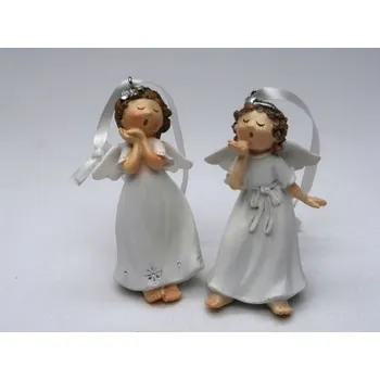 Vánoční dekorace Závěs andílek bílý, Varianta s vločkou na šatech