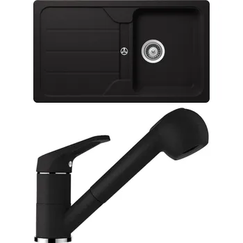 Granitový dřez Set Schock S22-2 (dřez Formhaus D-100 Nero + baterie Cosmo.120 Nero)