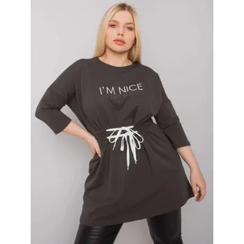 Dámská tunika Dámská tunika plus size s vázáním TULSA tmavě khaki