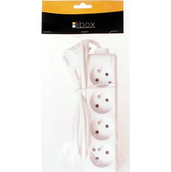 Prodlužovací kabel Libox 4 zásuvky, bílá, 1,5m (LB0082-1,5)