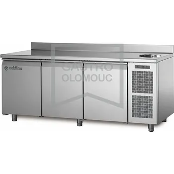 Coldline Mrazící stůl TA17/1BS s deskou, dřezem a zadním lemem Varianta: Mrazící stůl TA17/1BS s deskou, dřezem a zadním lemem