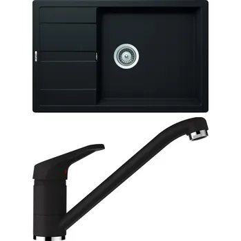 Granitový dřez Set Schock S19-1 (dřez Manhattan D-100LS Nero + baterie Cosmo Nero)