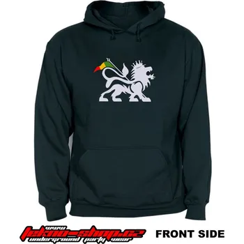 Pánská mikina TEKNOSHOP RASTA LION dnb mikina s kapucí s potiskem XXL černá