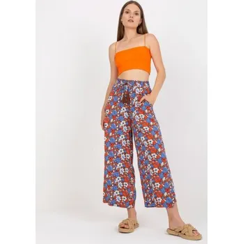 Dámské kalhoty Dámské kalhoty květinové SUBLEVEL hnědé