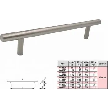 Věšák Úchytka hrazda 12/160/200mm NiB