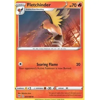 Volný čas Pokémon DAA 031/189 Fletchinder - Darkness Ablaze Stav: Near Mint, Verze: REVERSE HOLO