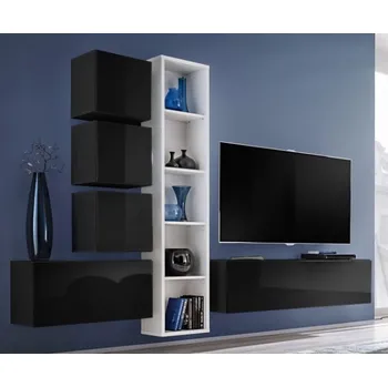 Obývací stěna ImportWorld Obývací stěna MADONA XI, bílá matná, černá matná / černý lesk